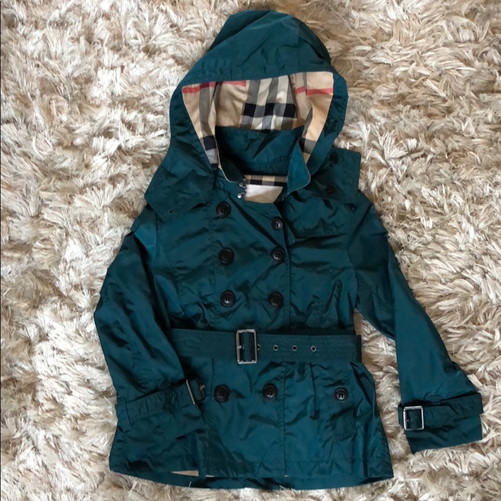 Burberry Girls 4Yearsold Trench Hood Teal Stunner!